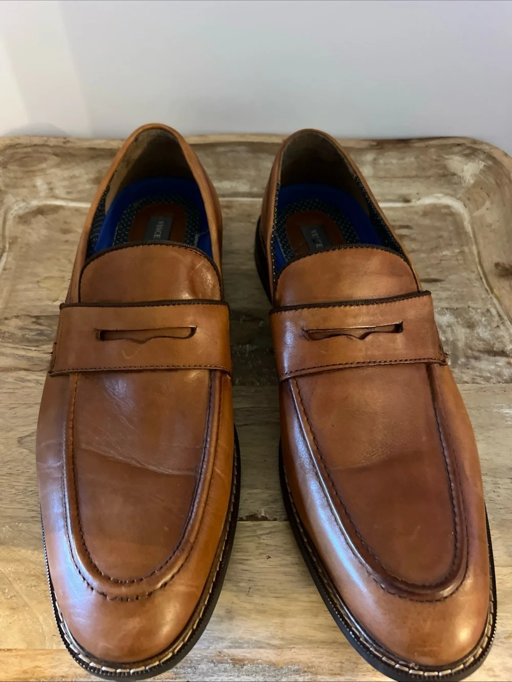 Vince Camuto Brown Leather Penny Loafers